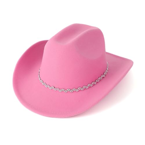Goodfugui Westernhut Cowboy-Cowgirl, flauschig, breite Krempe, für Erwachsene, Kostümparty, Cosplay-Zubehör (#55-Hellrosa, Einheitsgröße) von Goodfugui