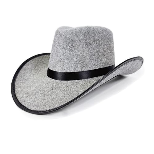 Goodfugui Westernhut Cowboy-Cowgirl, flauschig, breite Krempe, für Erwachsene, Kostümparty, Cosplay-Zubehör (#58-Grau, Einheitsgröße) von Goodfugui