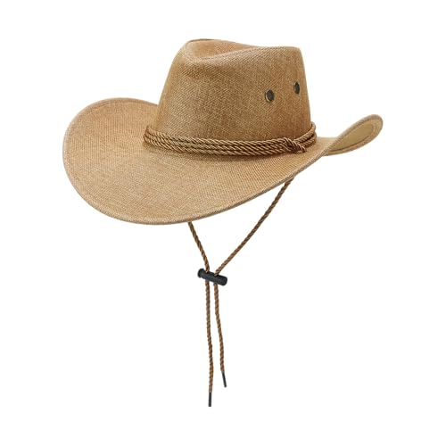 Goodfugui Westernhut Cowboy-Cowgirl, flauschig, breite Krempe, für Erwachsene, Kostümparty, Cosplay-Zubehör (C6-Beige, Einheitsgröße) von Goodfugui