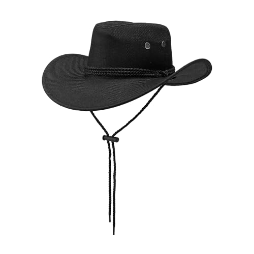Goodfugui Westernhut Cowboy-Cowgirl, flauschig, breite Krempe, für Erwachsene, Kostümparty, Cosplay-Zubehör (C6-Schwarz, Einheitsgröße) von Goodfugui