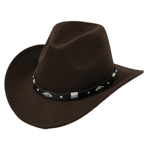 Goodfugui Westernhut Cowboy-Cowgirl, flauschig, breite Krempe, für Erwachsene, Kostümparty, Cosplay-Zubehör (Nr. 34, Schokoladenfarbe, Einheitsgröße) von Goodfugui