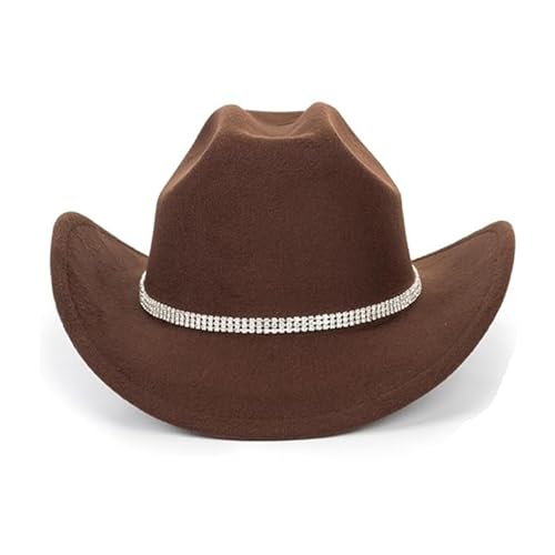 Goodfugui Westernhut Cowboy-Cowgirl, flauschig, breite Krempe, für Erwachsene, Kostümparty, Cosplay-Zubehör (Nr. 40, Schokoladenfarbe, Einheitsgröße) von Goodfugui