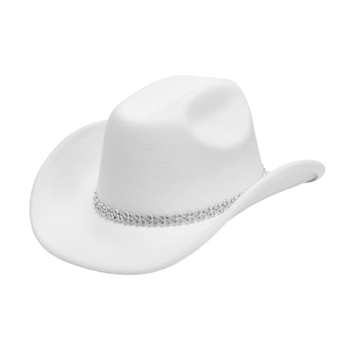 Goodfugui Westernhut Cowboy-Cowgirl, flauschig, breite Krempe, für Erwachsene, Kostümparty, Cosplay-Zubehör (a11-Weiß, Einheitsgröße) von Goodfugui