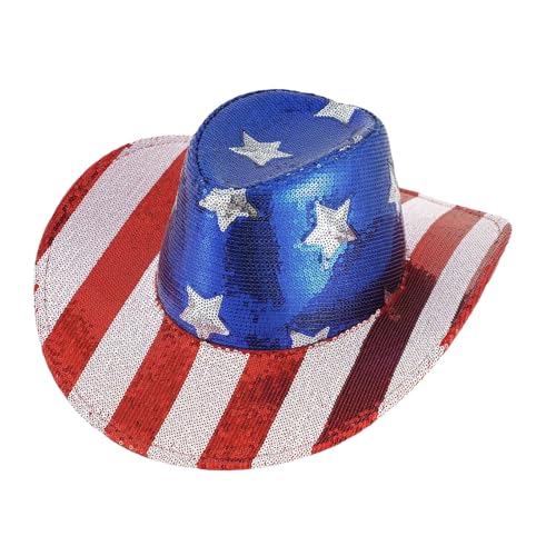 Goodfugui Westernhut mit Pailletten, Cowboy-Cowgirl, breite Krempe, Glitzer-Hut für Erwachsene, Kostümparty, Cosplay-Zubehör (#61-Blau, Einheitsgröße) von Goodfugui