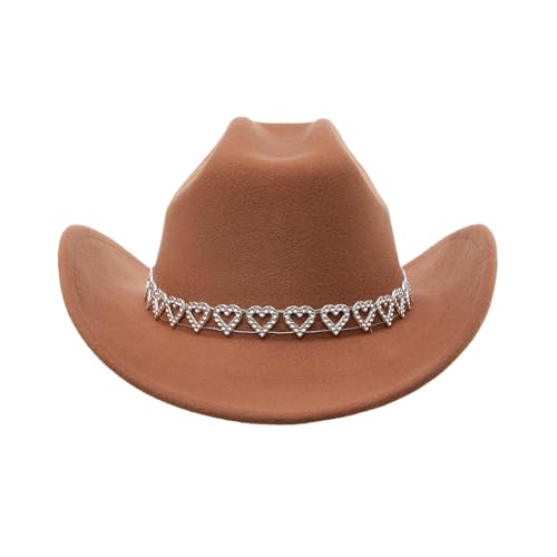 Goodfugui Westernhut mit Pailletten, Cowboy-Cowgirl, breite Krempe, Glitzer-Hut für Erwachsene, Kostümparty, Cosplay-Zubehör (A15-Coffee, M) von Goodfugui
