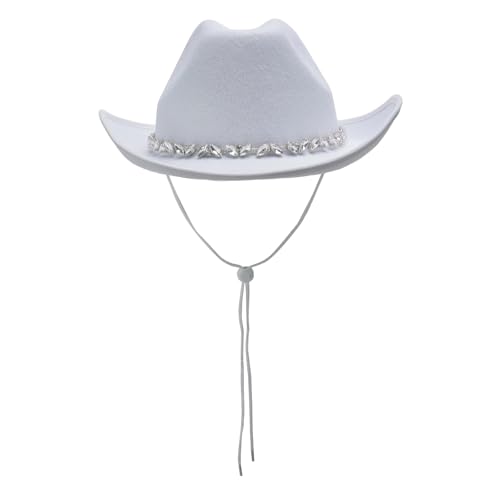 Goodfugui Westernhut mit Pailletten, Cowboy-Cowgirl, breite Krempe, Glitzer-Hut für Erwachsene, Kostümparty, Cosplay-Zubehör (C1-Weiß, Einheitsgröße) von Goodfugui