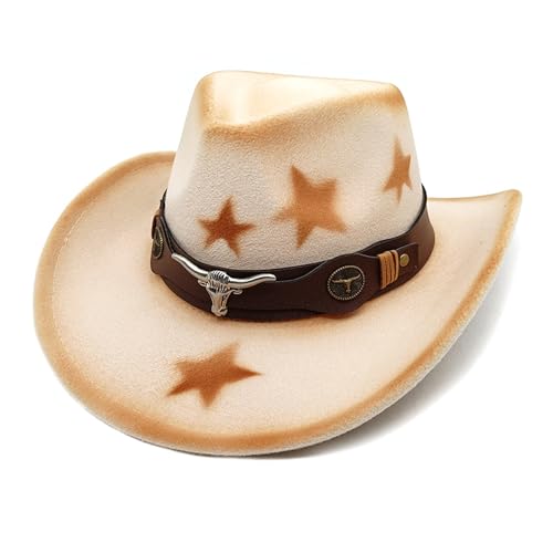 Goodfugui Westernhut mit Pailletten, Cowboy-Cowgirl, breite Krempe, Glitzer-Hut für Erwachsene, Kostümparty, Cosplay-Zubehör (a-Hellbraun, Einheitsgröße) von Goodfugui