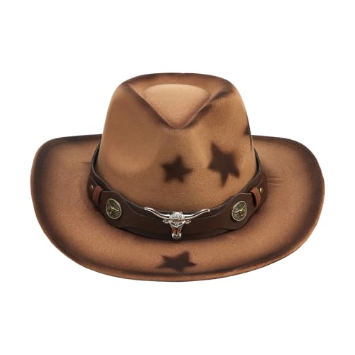 Goodfugui Westernhut mit Pailletten, Cowboy-Cowgirl, breite Krempe, Glitzer-Hut für Erwachsene, Kostümparty, Cosplay-Zubehör (a-Schokolade, Einheitsgröße) von Goodfugui
