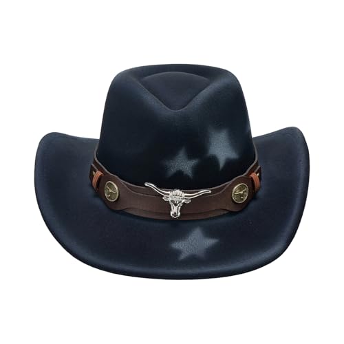 Goodfugui Westernhut mit Pailletten, Cowboy-Cowgirl, breite Krempe, Glitzer-Hut für Erwachsene, Kostümparty, Cosplay-Zubehör (a-Schwarz, Einheitsgröße) von Goodfugui