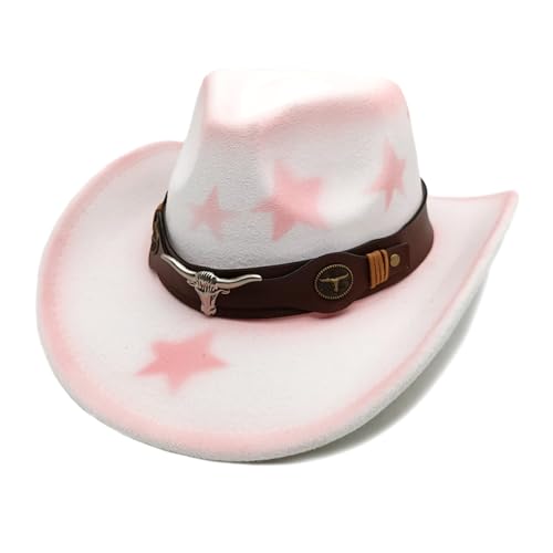 Goodfugui Westernhut mit Pailletten, Cowboy-Cowgirl, breite Krempe, Glitzer-Hut für Erwachsene, Kostümparty, Cosplay-Zubehör (a-weiß, Einheitsgröße) von Goodfugui