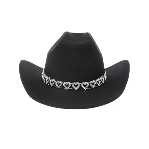 Goodfugui Westernhut mit Pailletten, Cowboy-Cowgirl, breite Krempe, Glitzer-Hut für Erwachsene, Kostümparty, Cosplay-Zubehör (a15-Schwarz, M) von Goodfugui