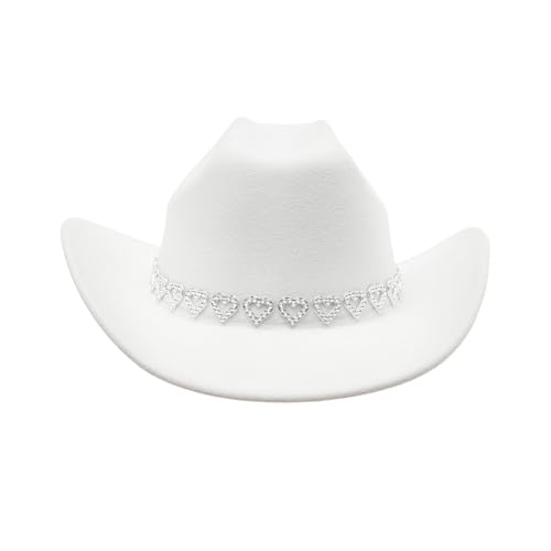 Goodfugui Westernhut mit Pailletten, Cowboy-Cowgirl, breite Krempe, Glitzer-Hut für Erwachsene, Kostümparty, Cosplay-Zubehör (a15-Weiß, M) von Goodfugui