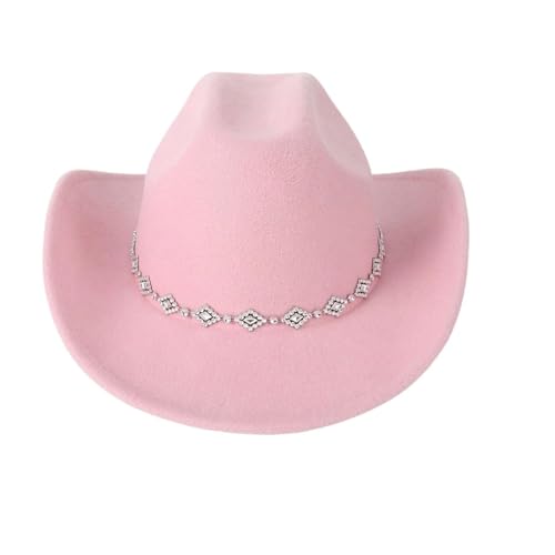Goodfugui Westernhut mit Pailletten, Cowboy-Cowgirl, breite Krempe, Glitzer-Hut für Erwachsene, Kostümparty, Cosplay-Zubehör (b2-rosa, M) von Goodfugui
