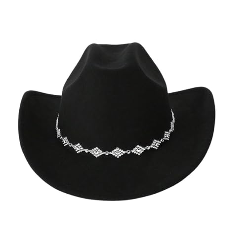 Goodfugui Westernhut mit Pailletten, Cowboy-Cowgirl, breite Krempe, Glitzer-Hut für Erwachsene, Kostümparty, Cosplay-Zubehör (b2-schwarz, M) von Goodfugui
