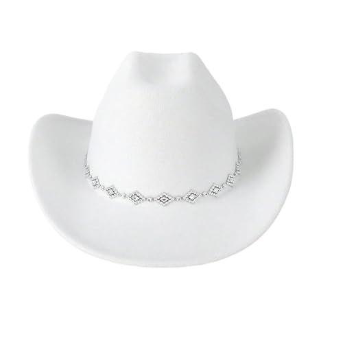 Goodfugui Westernhut mit Pailletten, Cowboy-Cowgirl, breite Krempe, Glitzer-Hut für Erwachsene, Kostümparty, Cosplay-Zubehör (b2-weiß, M) von Goodfugui