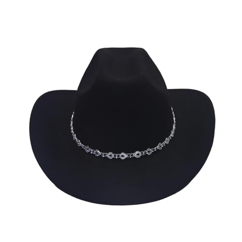Goodfugui Westernhut mit Pailletten, Cowboy-Cowgirl, breite Krempe, Glitzer-Hut für Erwachsene, Kostümparty, Cosplay-Zubehör (b6-schwarz, Einheitsgröße) von Goodfugui