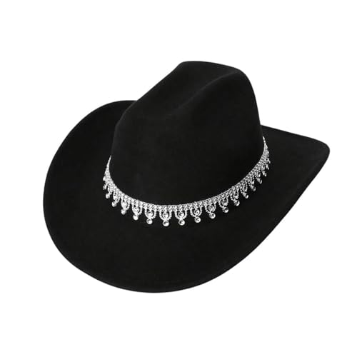 Goodfugui Westernhut mit Pailletten, Cowboy-Cowgirl, breite Krempe, Glitzer-Hut für Erwachsene, Kostümparty, Cosplay-Zubehör (b7-schwarz, M) von Goodfugui