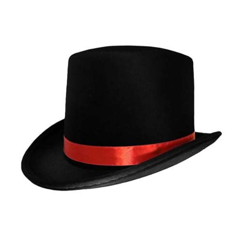 Goodfugui Zylinderhut für Erwachsene Deluxe Smoking Hut Kostüm Magier Hut mit Band für Damen und Herren (014-Schwarz, Einheitsgröße) von Goodfugui