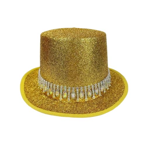 Goodfugui Zylinderhut für Erwachsene und Kinder, Kostüm, Magierhut, Abschlussball, Tanz, Deluxe, Filz, Smoking, formelle Mütze, Unisex (015-Gold, Einheitsgröße) von Goodfugui