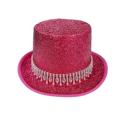 Goodfugui Zylinderhut für Erwachsene und Kinder, Kostüm, Magierhut, Abschlussball, Tanz, Deluxe, Filz, Smoking, formelle Mütze, Unisex (015-Rosenrot, Einheitsgröße) von Goodfugui