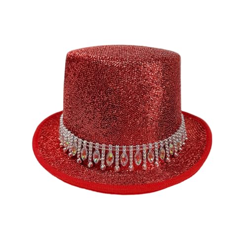 Goodfugui Zylinderhut für Erwachsene und Kinder, Kostüm, Magierhut, Abschlussball, Tanz, Deluxe, Filz, Smoking, formelle Mütze, Unisex (015-Rot, Einheitsgröße) von Goodfugui