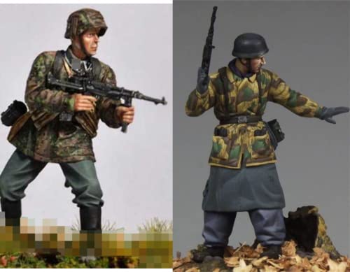 1/35 Resin-Soldat Miniaturmodellbausatz WWII Deutscher Soldat Resin-Modellbausatz, unmontierte und unbemalte Resinteile (2 Personen) (s92J -1) von Goodmoel