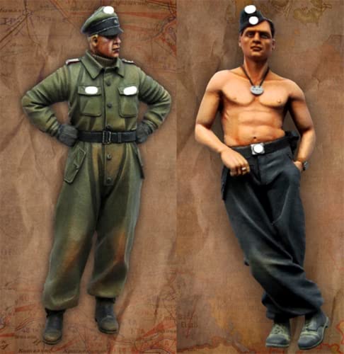 1/35 Resin-Soldat Miniaturmodellbausatz WWII Deutscher Soldat Resin-Modellbausatz, unmontierte und unbemalte Resinteile (2 Personen) (s92J -10) von Goodmoel