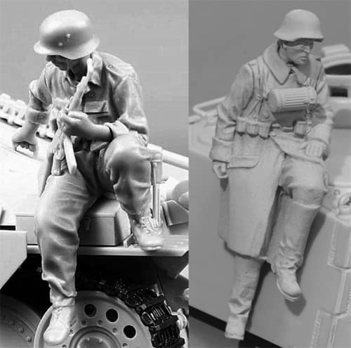 1/35 Resin-Soldat Miniaturmodellbausatz WWII Deutscher Soldat Resin-Modellbausatz, unmontierte und unbemalte Resinteile (2 Personen) (s92J -13) von Goodmoel