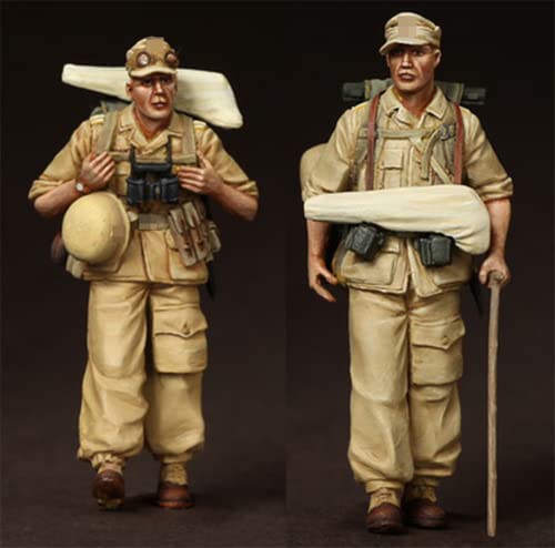 1/35 Resin-Soldat Miniaturmodellbausatz WWII Deutscher Soldat Resin-Modellbausatz, unmontierte und unbemalte Resinteile (2 Personen) (s92J -14) von Goodmoel