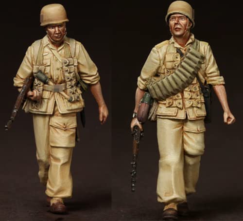 1/35 Resin-Soldat Miniaturmodellbausatz WWII Deutscher Soldat Resin-Modellbausatz, unmontierte und unbemalte Resinteile (2 Personen) (s92J -3) von Goodmoel
