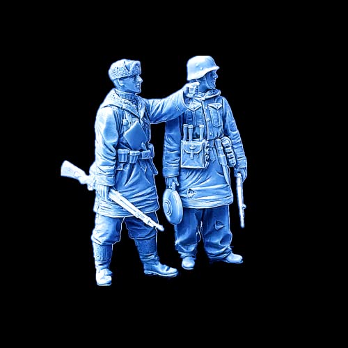 1/35 Resin-Soldat Miniaturmodellbausatz WWII Deutscher Soldat Resin-Modellbausatz, unmontierte und unbemalte Resinteile (2 Personen) (s92J -5) von Goodmoel