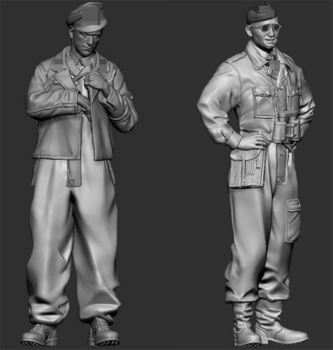 1/35 Resin-Soldat Miniaturmodellbausatz WWII Deutscher Soldat Resin-Modellbausatz, unmontierte und unbemalte Resinteile (2 Personen) (s92J -7) von Goodmoel