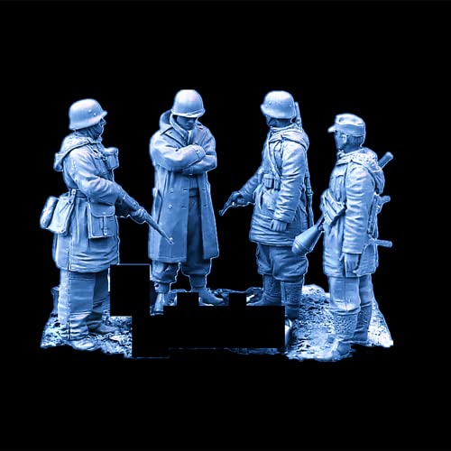1/35 Resin-Soldat Miniaturmodellbausatz WWII Deutscher Soldat Resin-Modellbausatz, unmontierte und unbemalte Resinteile (4 Personen) (s92J -14) von Goodmoel
