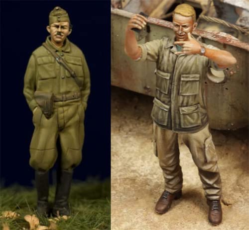 1/35 Resin-Soldat Miniaturmodellbausatz WWII-Soldat Resin-Modellbausatz, unmontierte und unbemalte Resinteile (2 Personen) (s82J -11) von Goodmoel