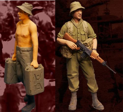 1/35 Resin-Soldat Miniaturmodellbausatz WWII-Soldat Resin-Modellbausatz, unmontierte und unbemalte Resinteile (2 Personen) (s82J -23) von Goodmoel