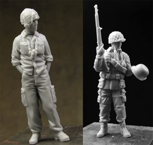 1/35 Resin-Soldat Miniaturmodellbausatz WWII-Soldat Resin-Modellbausatz, unmontierte und unbemalte Resinteile (2 Personen) (s82J -3) von Goodmoel