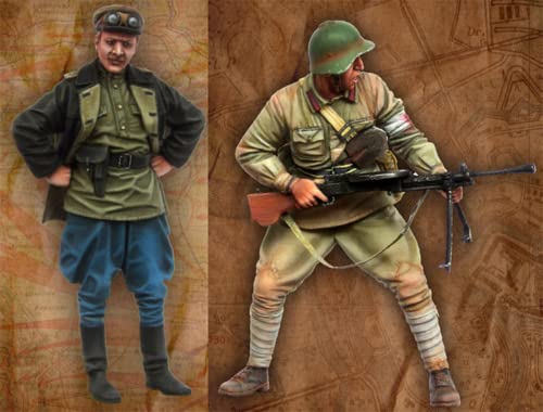 1/35 Resin-Soldat Miniaturmodellbausatz WWII Sowjetischer Soldat Resin-Modellbausatz, unmontierte und unbemalte Resinteile (2 Personen) (s62J -7) von Goodmoel