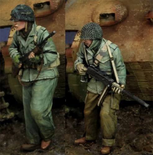 1/35 Resin-Soldat Miniaturmodellbausatz WWII US-Soldat Resin-Modellbausatz, unmontierte und unbemalte Resinteile (2 Personen) (s72J -1) von Goodmoel
