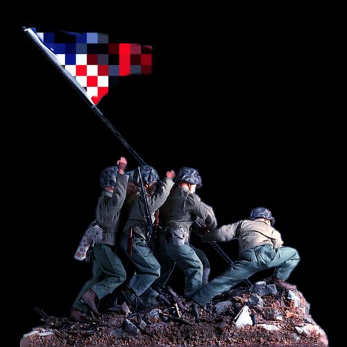 1/35 Resin-Soldat Miniaturmodellbausatz WWII US-Soldat Resin-Modellbausatz, unmontierte und unbemalte Resinteile (6 Mann mit Sockel, ohne Flaggen) (s32J -5) von Goodmoel