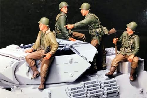 1/35 WWII U.S. Tank Soldier Resin Model Kit Unbemalte und unmontierte Resin Modellteile (4 Mann, Keine Panzer) // C3q6-4 von Goodmoel