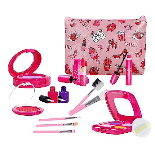 Goodream Kleine Mädchen Geschenke Pretend Play Makeup Spielzeug Schminke Set für Alter 3 4 5 6-8 Kinder Prinzessin Nichte Enkeltochter Geburtstag Valentinstag (Gefälschte Kosmetik 15pcs Kits) von Goodream