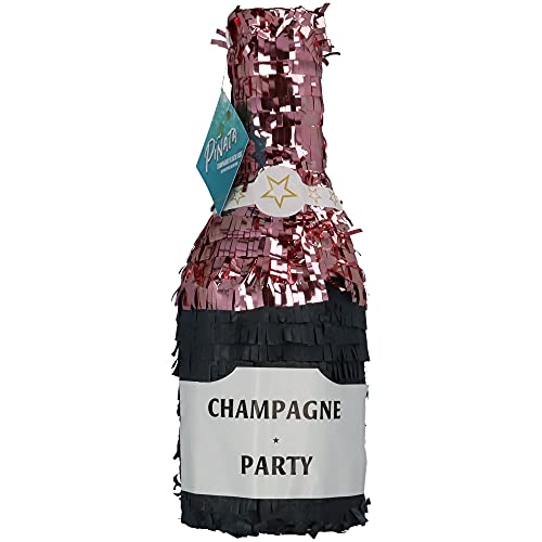 Goodtimes Pinata Champagner Flasche Schwarz 43cm hoch Partyspiel Zum Befüllen mit Süßigkeiten und zerschlagen Als Geschenkidee für Geburtstag Hochzeit von Goodtimes
