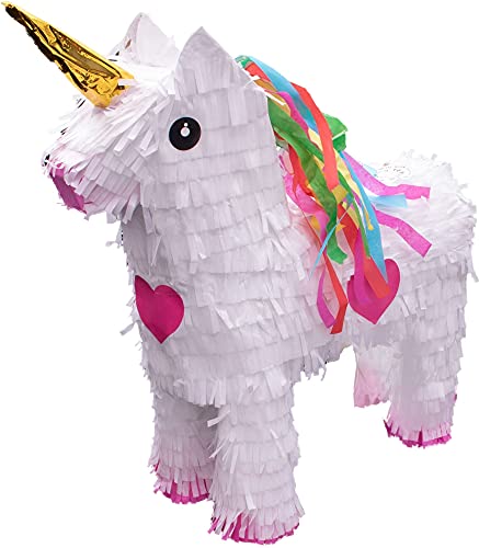 Goodtimes Pinata Einhorn Weiß/Gold 47cm hoch Partyspiel Zum Befüllen mit Süßigkeiten und zerschlagen Als Geschenkidee für Geburtstag Hochzeit JGA von Goodtimes