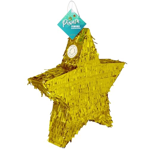 Goodtimes Pinata Stern in Gold 43cm hoch Partyspiel Zum Befüllen mit Süßigkeiten und zerschlagen Als Geschenkidee für Geburtstag Hochzeit JGA von Goodtimes