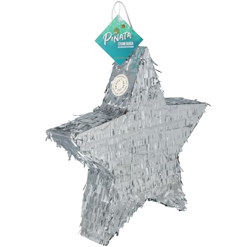 Goodtimes Pinata Stern in Silber 43cm hoch Partyspiel Zum Befüllen mit Süßigkeiten und zerschlagen Als Geschenkidee für Geburtstag Hochzeit JGA von Goodtimes