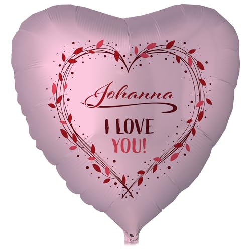 Helium gefüllter Ballon "I love you" in Pink mit individuellem Namen von Goodtimes