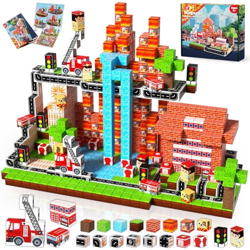 GoodyKing Magnetische Bausteine – 100 Stück magnetische Bausteine, Feuerwehrauto, Spielzeug, Würfel, Spiel, Feuerwehrauto, STEM, Montessori, Stapelspielzeug für Kinder, Jungen, Mädchen, Alter 3, 4, 5 GoodyKing Magnetische Bausteine – 100 Stück magnetische Bausteine, Feuerwehrauto, Spielzeug, Würfel, Spiel, Feuerwehrauto, STEM, Montessori, Stapelspielzeug für Kinder, Jungen, Mädchen, Alter 3, 4, 5 von Goody King