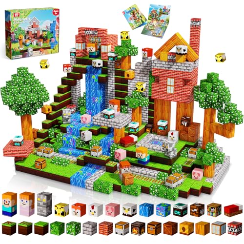 Goody King Magnetische Bausteine 200 Teile Set - Magnetbausteine mit Wald-Wiesen-Thema - Tiere & Flüsse - Magnetblöcke Montessori Spielzeug ab 3-9 Jahren - Magnetic Blocks STEM Geschenke für Kinder von Goody King