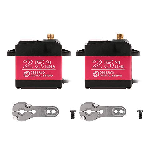 Goolsky DS3225 RC Servo Wasserdichtes Aluminiumoberteil Einachsiges Servo Metallzahnrad digitales Servo Baja 25kg Servo für RC Auto (2pcs) von Goolsky