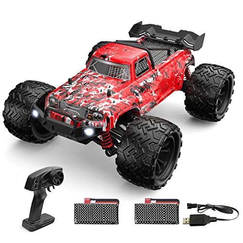 Goolsky Ferngesteuertes Auto 9500E RC Truck 40 km/h 1/16 2,4G 4WD Full Scale Dual Motor All Terrain RC Truggy RTR RC Crawler Geschenk für Kinder Erwachsene Rot 7.4V Batterien mit großer Kapazität *2 von Goolsky